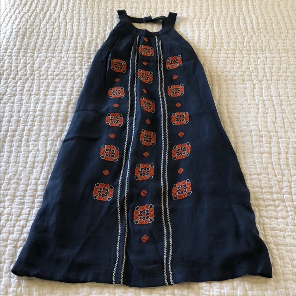 Blue mini dress with embroidered design